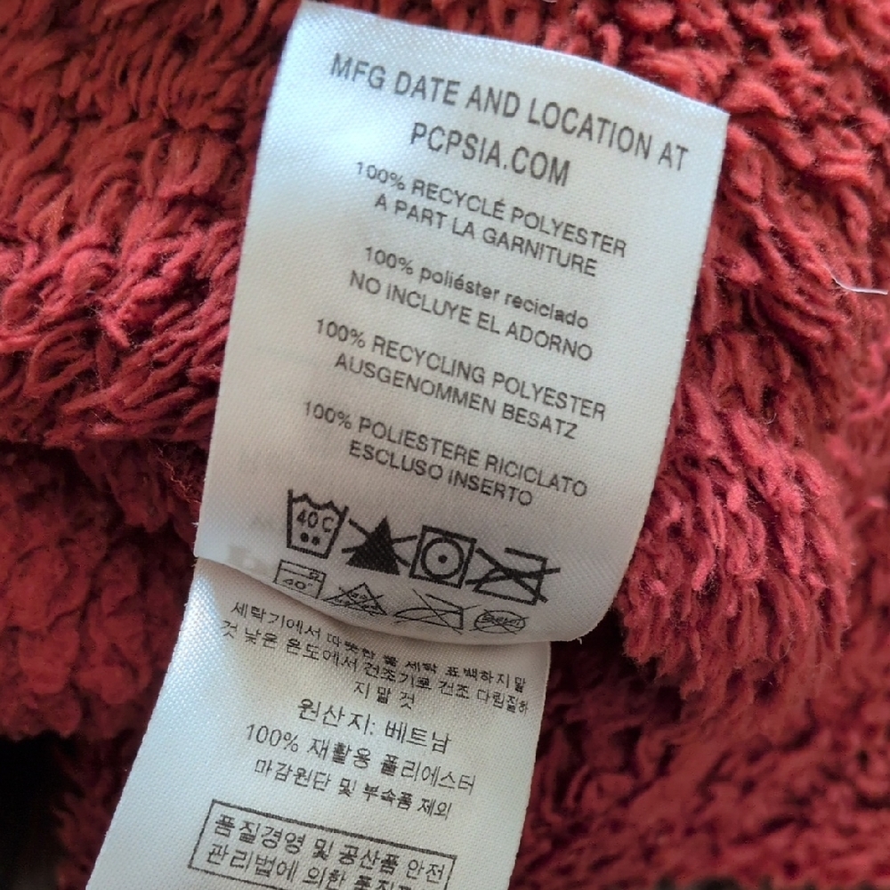 PATAGONIA I Los Gatos Burr Rust Orange Fleece Sherpa 1/4 Zip Pullover Top, L - Picture 10 of 13